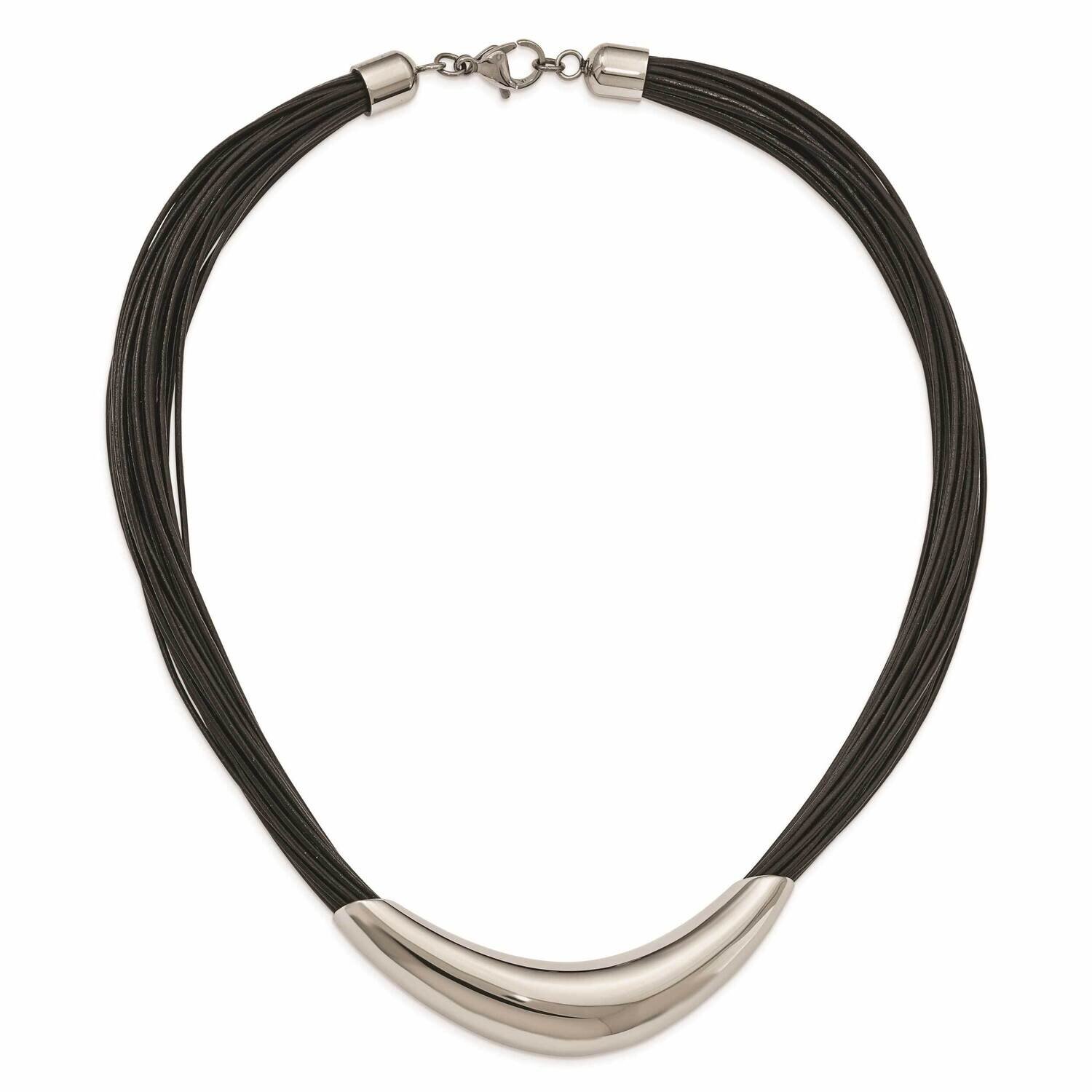 Faux Leather Cords Necklace Stainless Steel Polished SRN2177-19 by Chisel, MPN: SRN2177-19, 1911013…