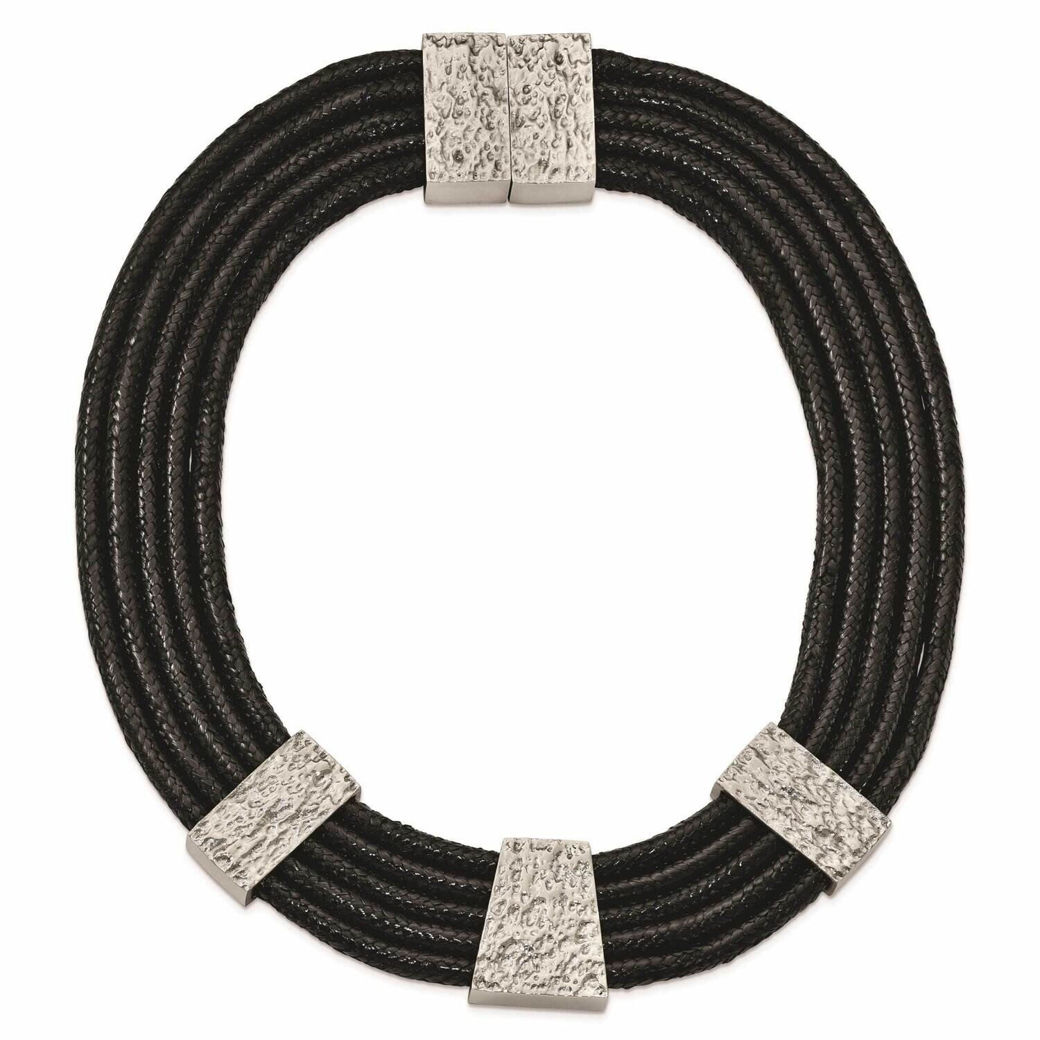 Textured and Polished Multi-Strand Cord Necklace Stainless Steel SRN2225-17.5 by Chisel, MPN: SRN22…