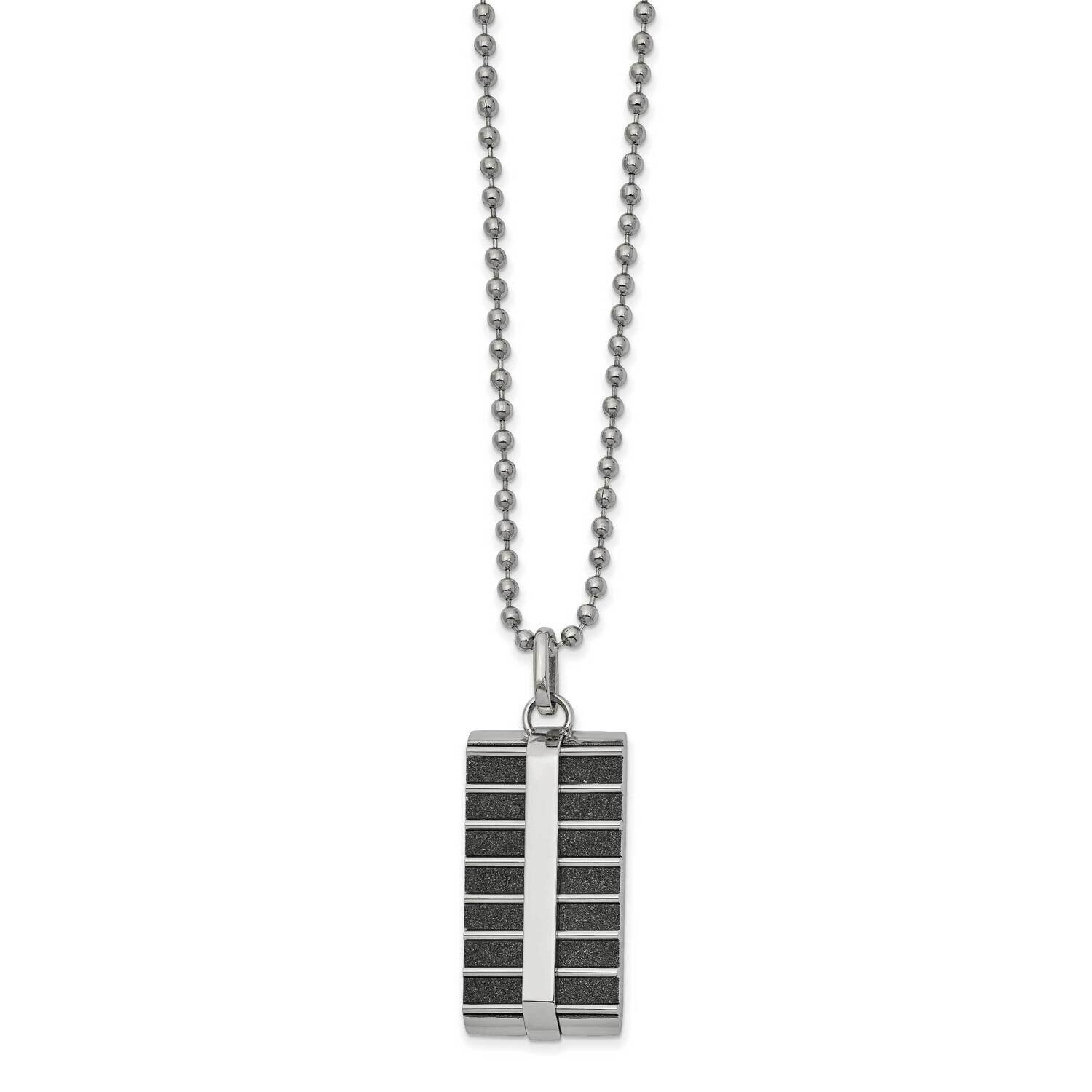 22 Inch Polished Black Ip-Plated Laser Cut Rectangle Necklace Stainless Steel SRN2594-22 by Chisel,…