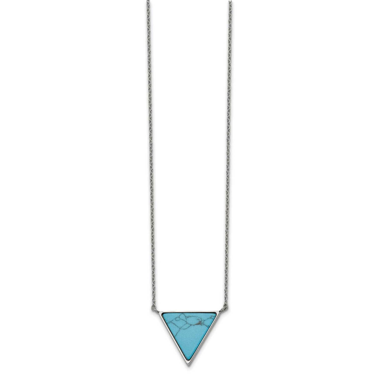 Reconstructed Howlite Triangle 2 Inch Ext. Neckla Stainless Steel Polished SRN2728-18