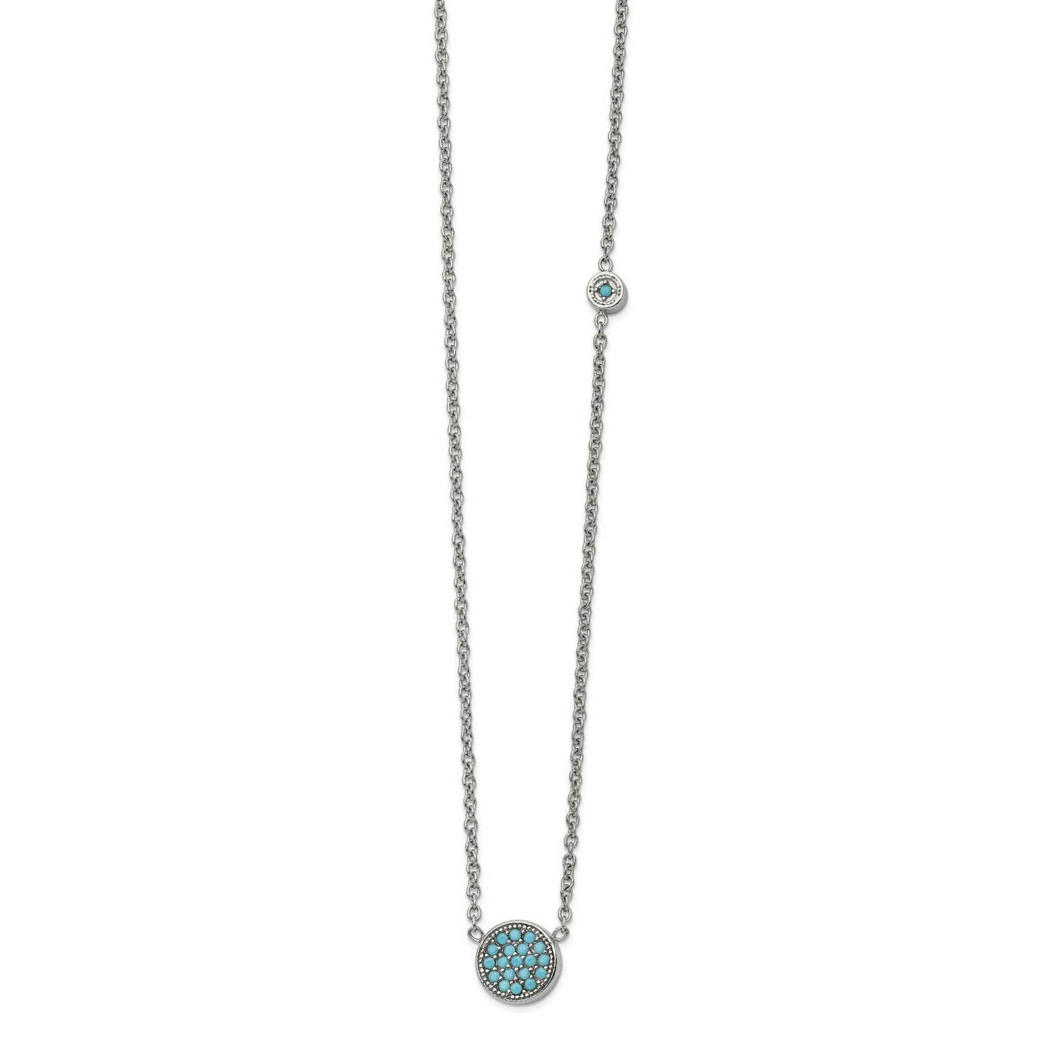 Reconstructed Turquoise with 2 Inch Extender Necklace Stainless Steel Polished SRN2732-17.75 by Chi…