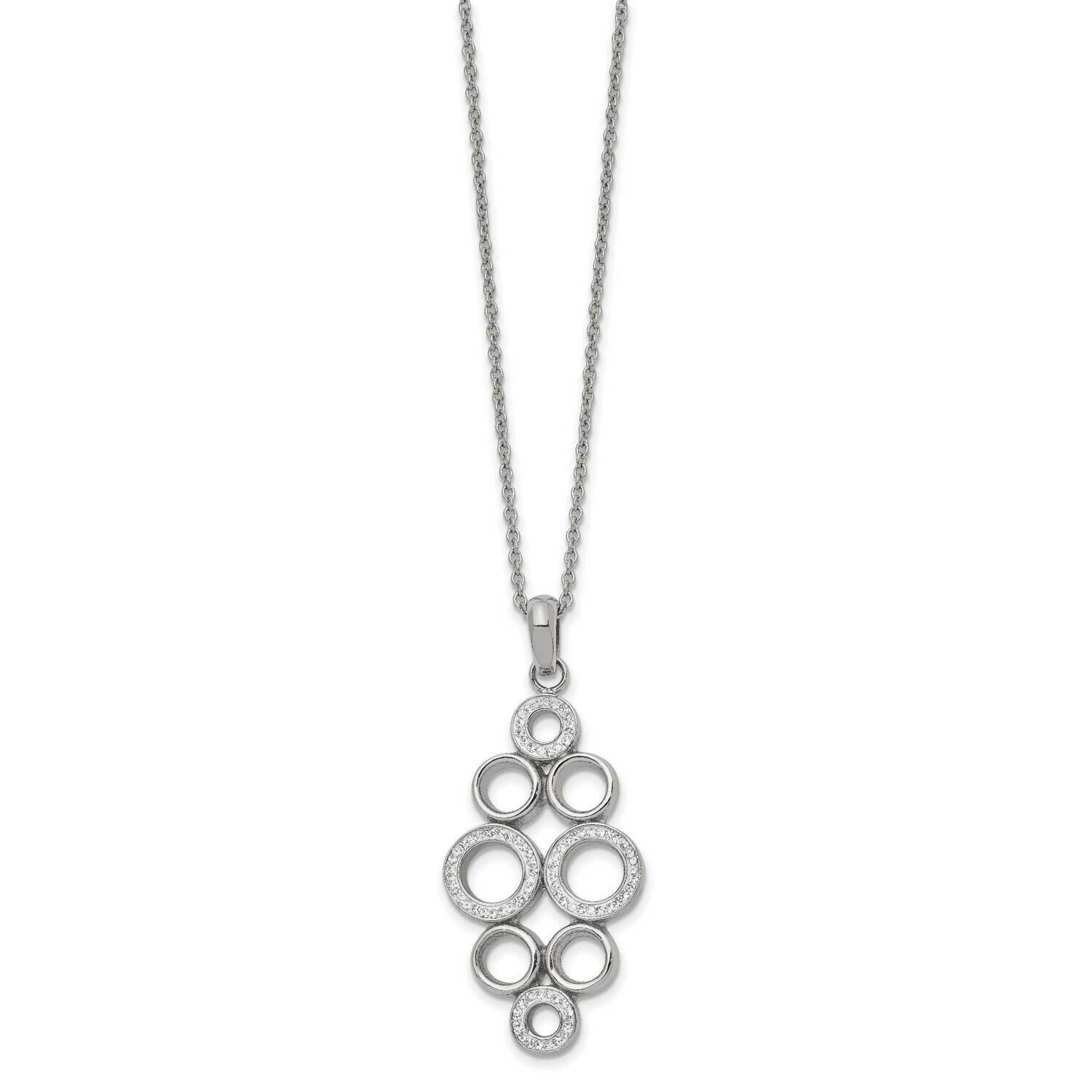 Preciosa Crystal Circle 16 Inch 2 Inch Ext. Necklace Stainless Steel Polished SRN2738-16