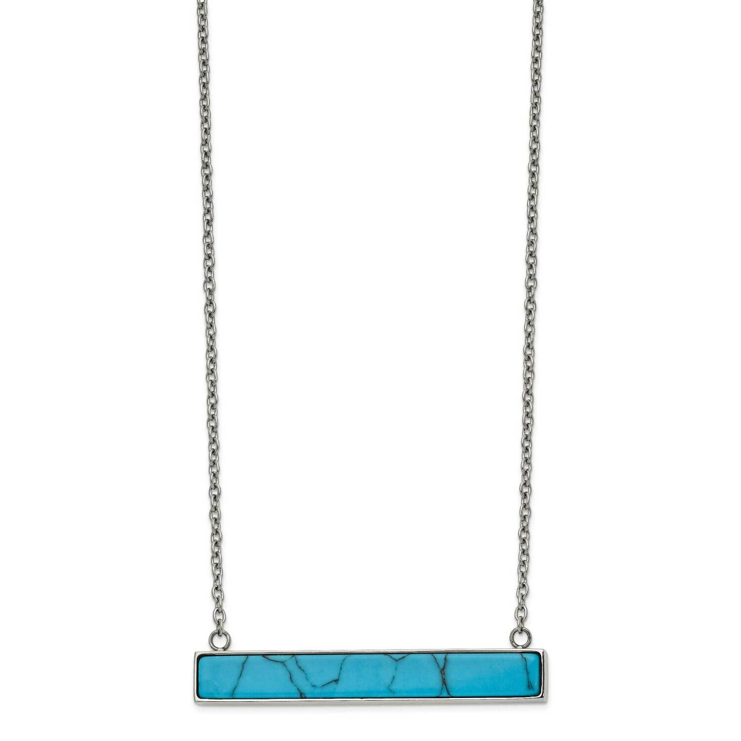 Reconstructed Howlite Bar with 1.75 Inch Ext. Necklace Stainless Steel Polished SRN2739-17.75 by Ch…
