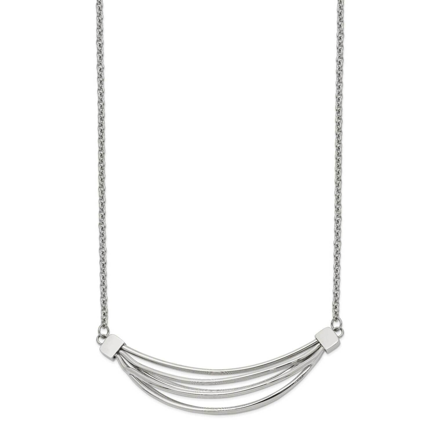 3D Curved Bars 20 Inch with 2 Inch Ext. Necklace Stainless Steel Polished SRN2740-20 by Chisel, MPN…