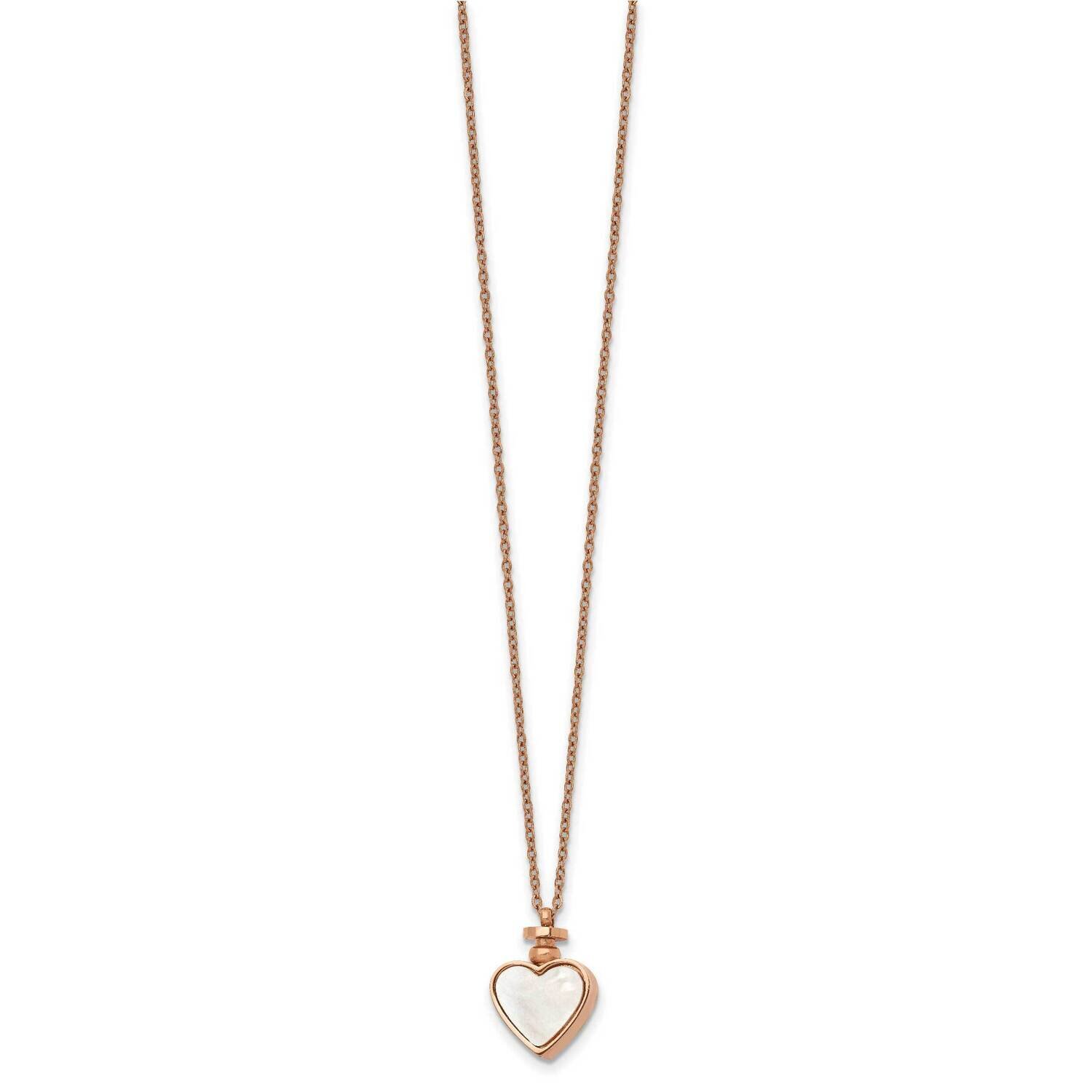 Rose Ip with Mop & Black Agate Reversible Heart Neckl Stainless Steel Polished SRN2742-16.25
