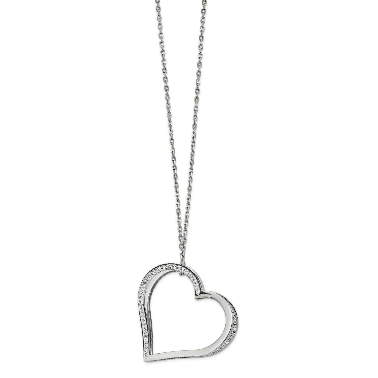 Preciosa Crystal Heart 18 Inch 2 Inch Extender Necklace Stainless Steel Polished SRN2746-18 by Chis…