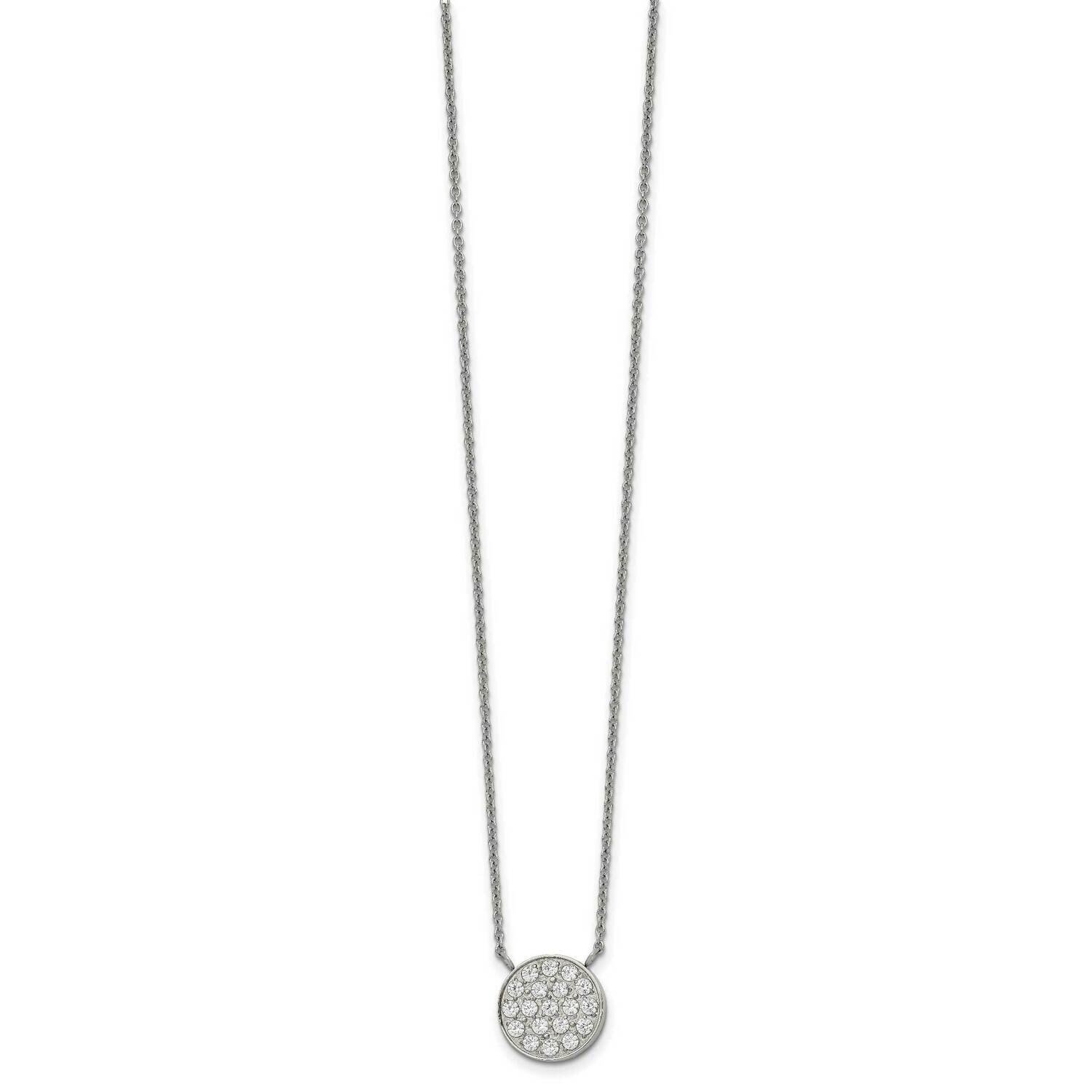 CZ Diamond Circle 17 Inch 2 Inch Extender Necklace Stainless Steel Polished SRN2750-17 by Chisel, M…