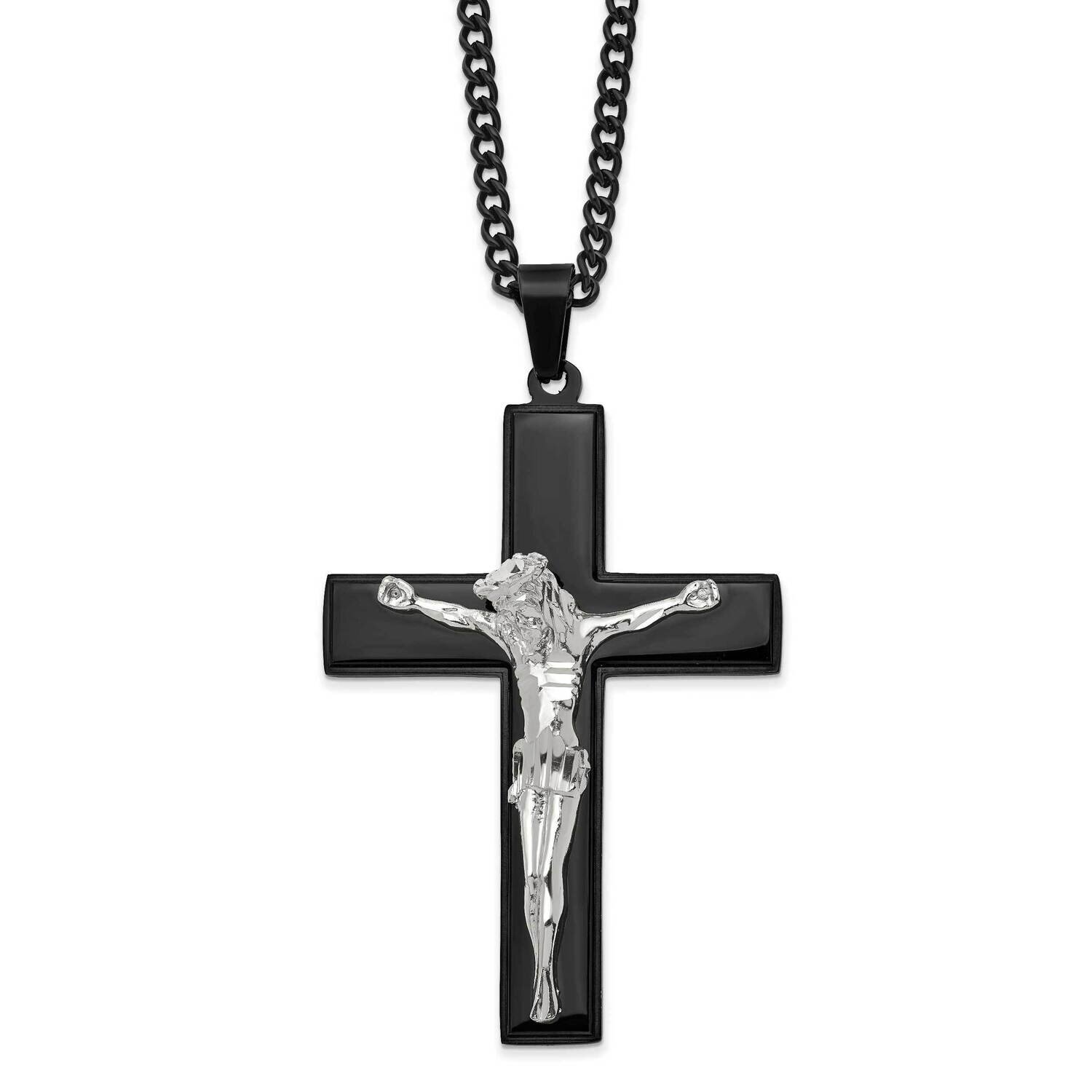 24 Inch Polished Black Ip-Plated Crucifix Necklace Stainless Steel SRN2765-24 by Chisel, MPN: SRN27…