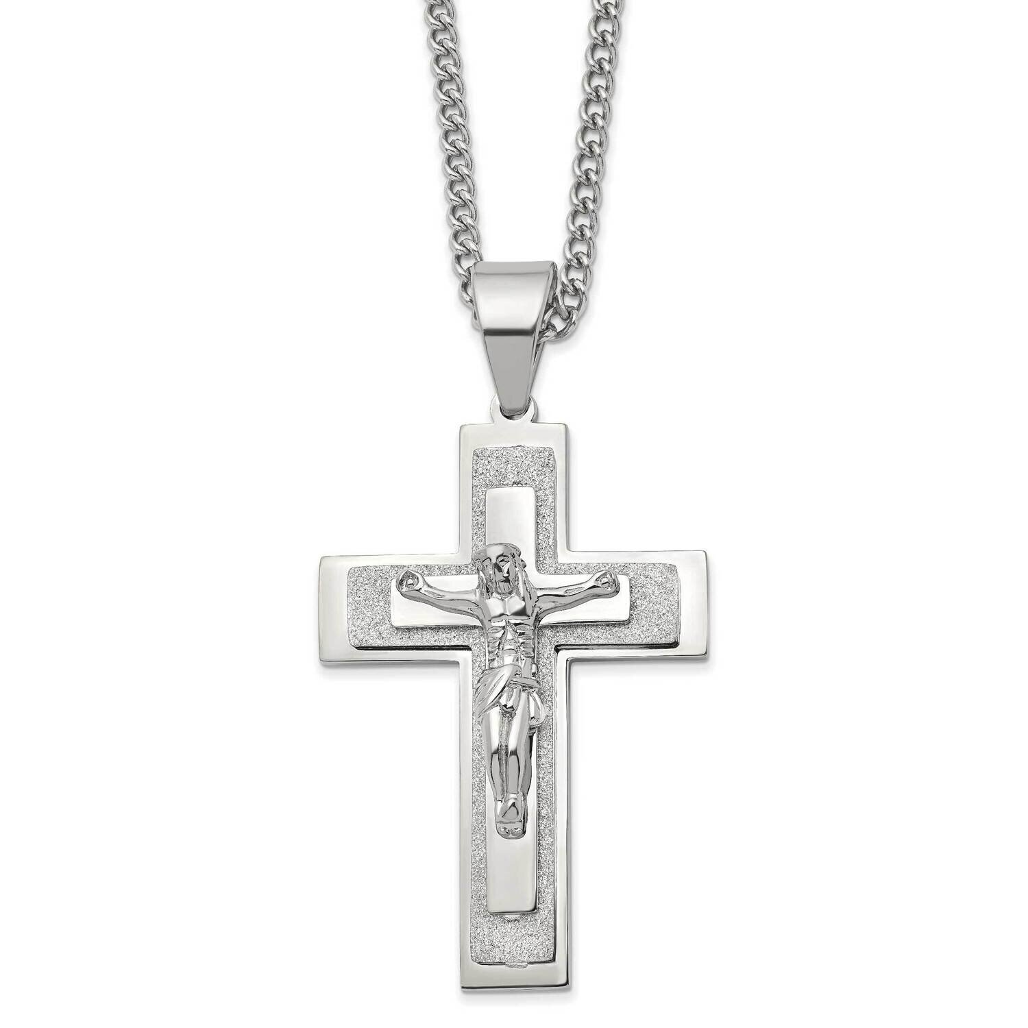 Laser-Cut Crucifix 24 Inch Necklace Stainless Steel Polished SRN2797-24 by Chisel, MPN: SRN2797-24,…