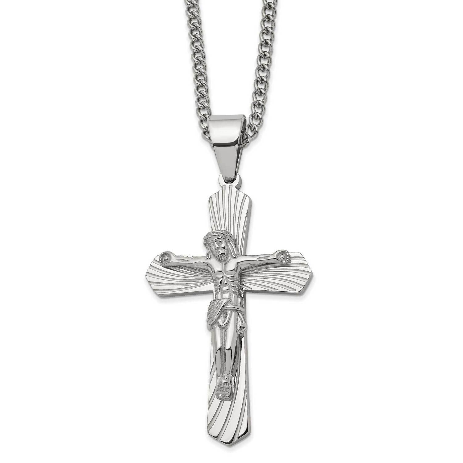 Crucifix 24 Inch Necklace Stainless Steel Polished SRN2798-24