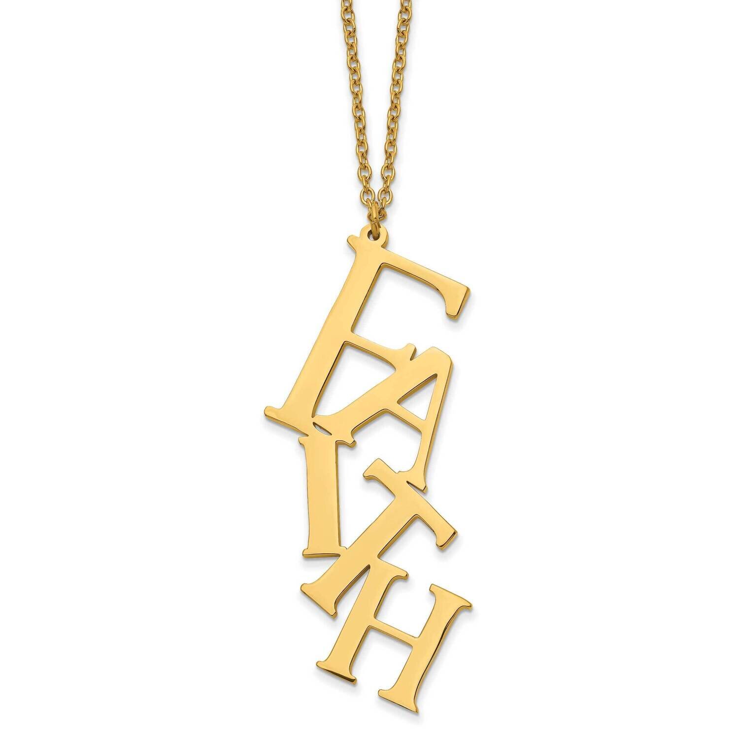 Yellow Ip-Plated Faith with 2 Inch Extender 16 Inch Necklace Stainless Steel Polished SRN2818-16 by…