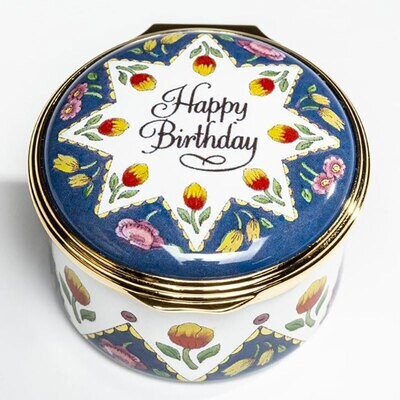 Halcyon Days Happy Birthday Enamel Box ENHPB0101G, MPN: ENHPB0101G,