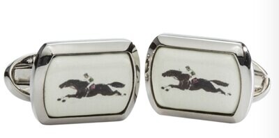 Halcyon Days Race horse Rectangular Palladium Cufflinks CLRCH02RTP, MPN: CLRCH02RTP,