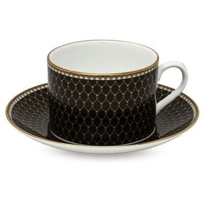 Halcyon Days Antler Trellis Black Teacup &amp; Saucer BCGAT02TSG, MPN: BCGAT02TSG, 5060171158295
