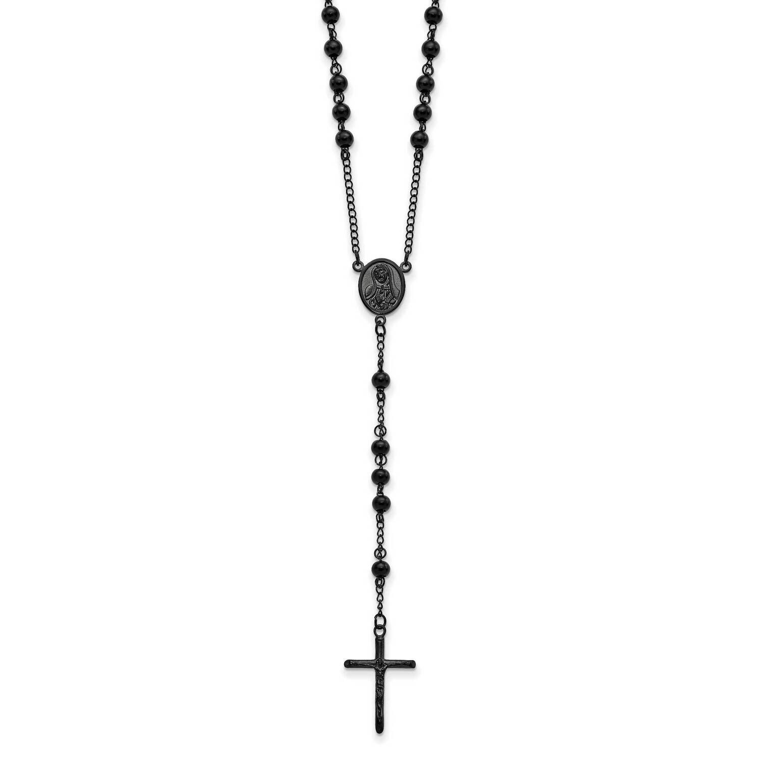 Black Ip-Plated 30 Inch Rosary Necklace Stainless Steel Polished SRN2837 by Chisel, MPN: SRN2837, 1…