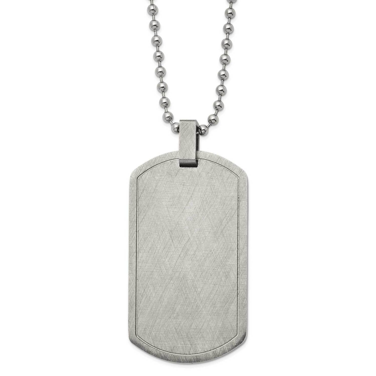 Polished Scratch Finish Dog Tag 22 Inch Necklace Stainless Steel Brushed SRN2895-22 by Chisel, MPN:…