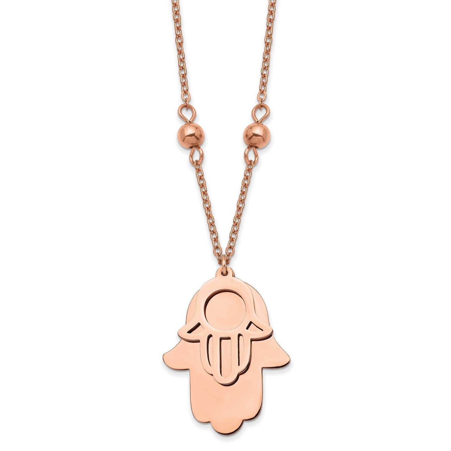 Rose Ip-Plated Hamsa 19.75 Inch Necklace Stainless Steel Polished SRN2900-24