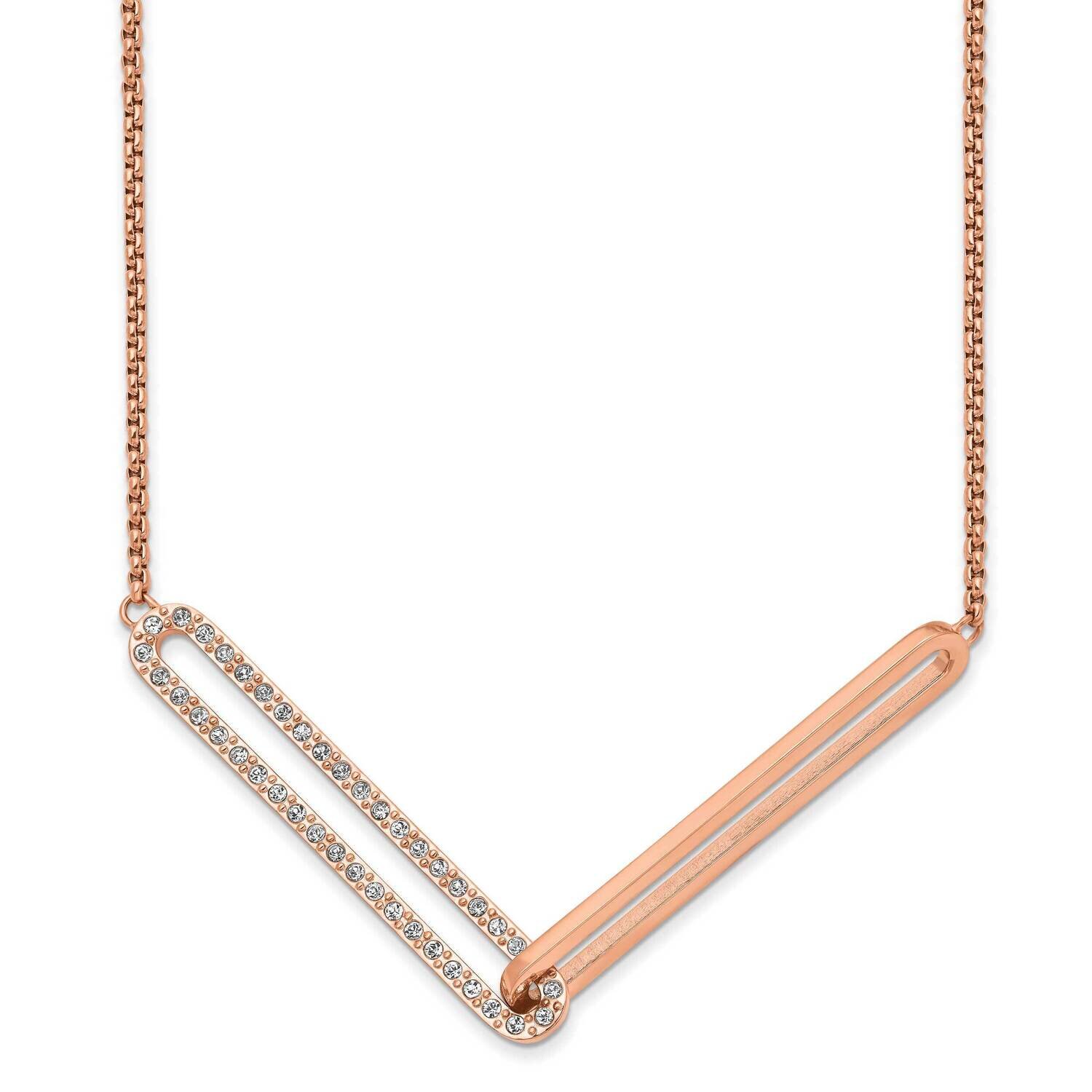 Rose Ip with Swarovski Interlocking 16 Inch Necklace Stainless Steel Polished SRN2905-16 by Chisel,…