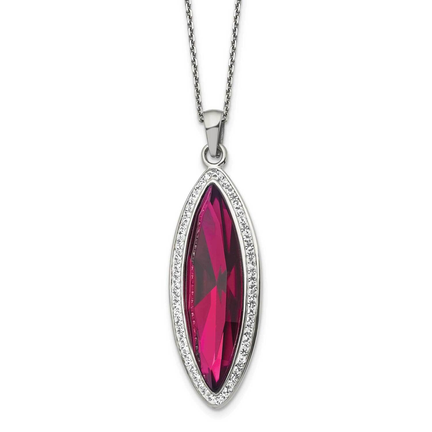 Red Crystal &amp; Preciosa Crystal with 2 Inch Extender Necklace Stainless Steel Polished SRN2941-20 by…