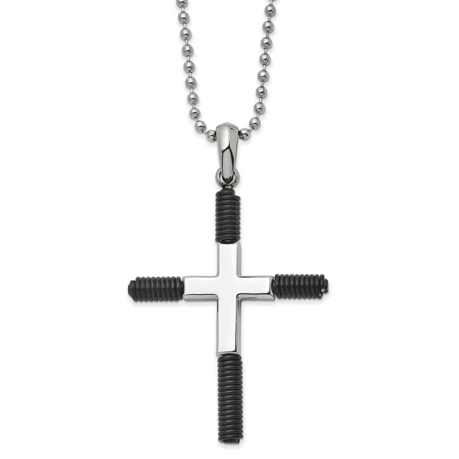Black Ip-Plated Cross 22 Inch Necklace Stainless Steel Polished SRN2967-22