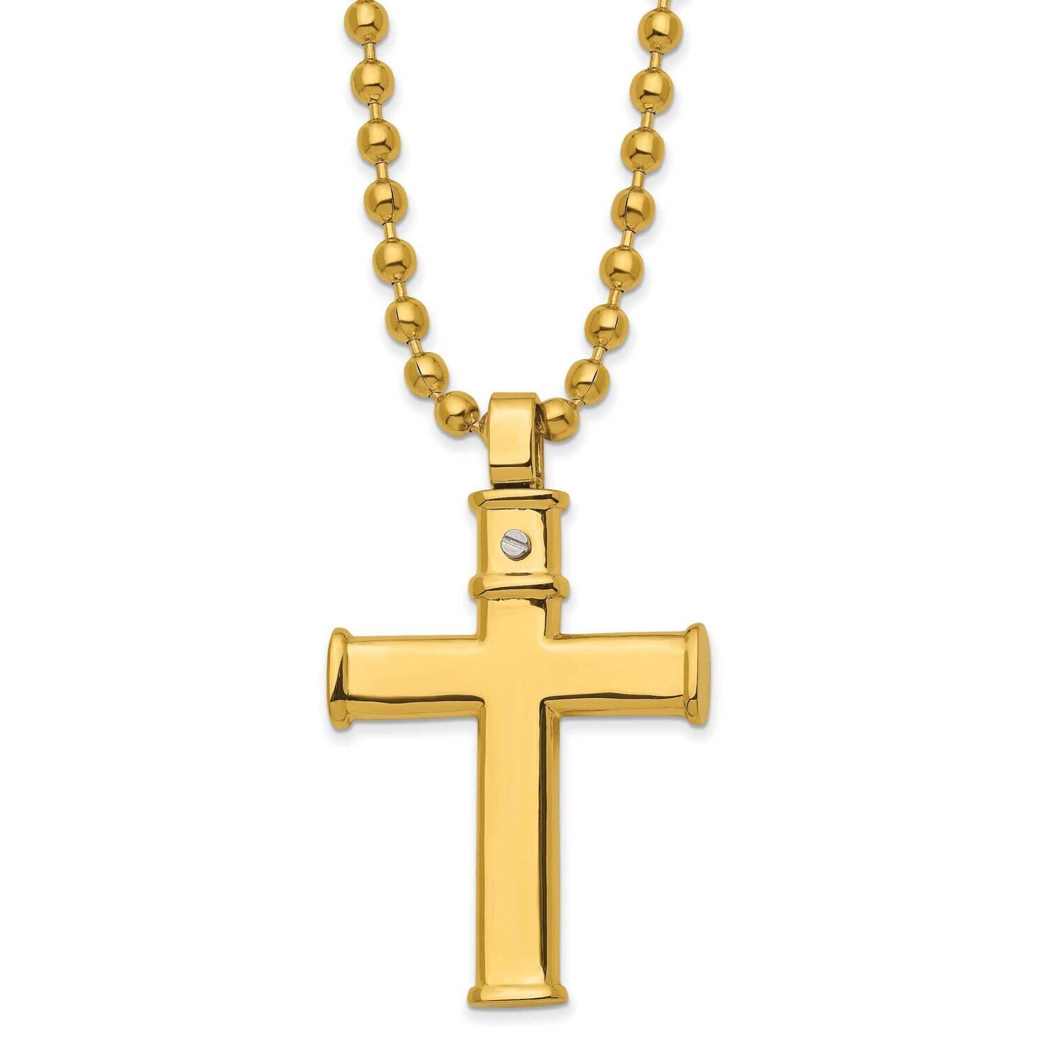 Yellow Ip-Plated Cross 22 Inch Necklace Stainless Steel Polished SRN2979-22