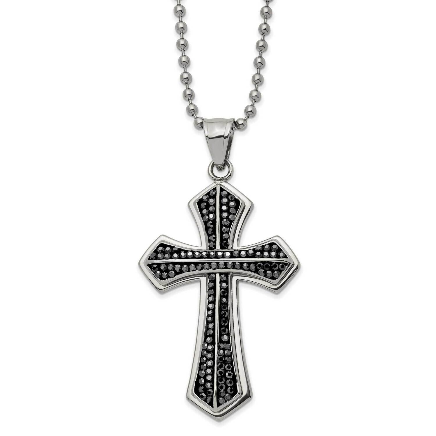 Preciosa Crystal Cross 22 Inch Necklace Stainless Steel Polished SRN2987-22