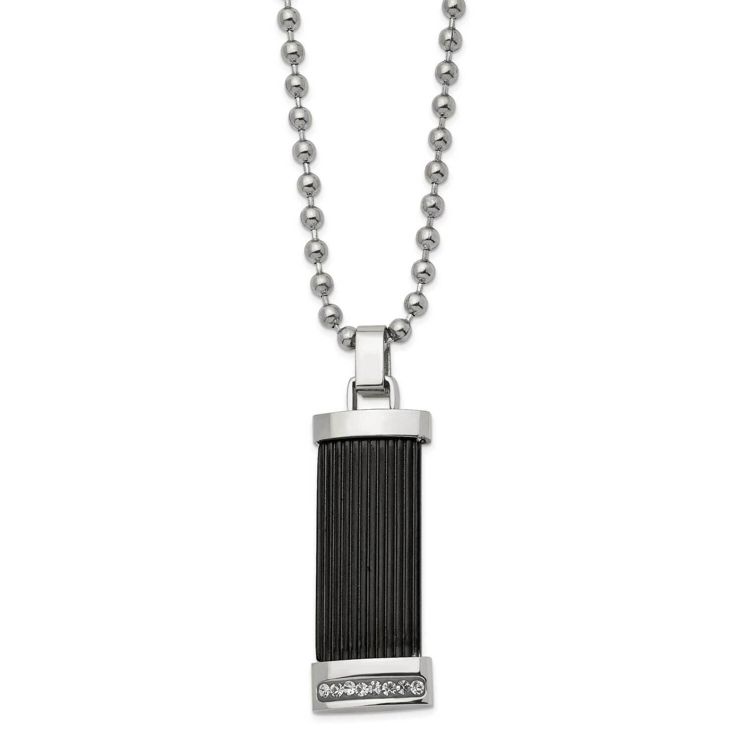 22 Inch Polished Black Ip-Plated with Preciosa Crystal Necklace Stainless Steel SRN2990-22