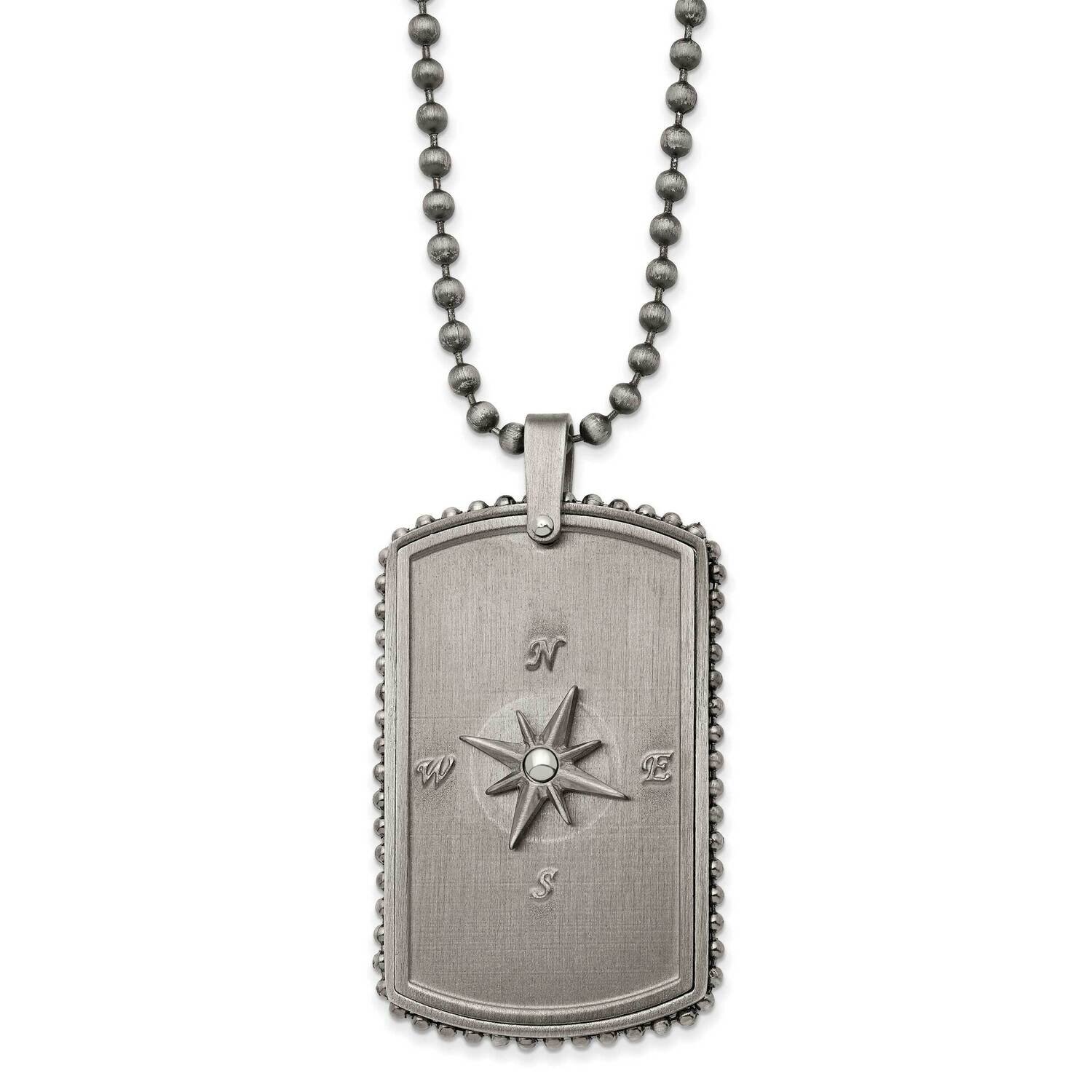 Antiqued White Bronze-Plated Moveable Compass Necklace Stainless Steel SRN2991-24