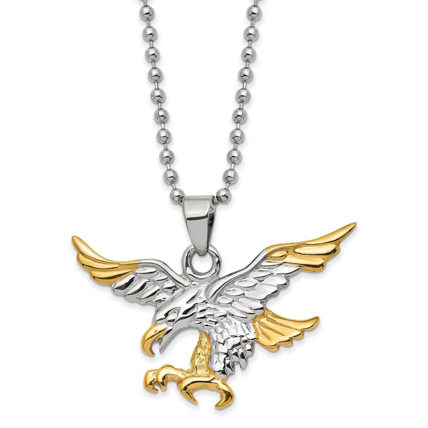 Yellow Ip-Plated 22 Inch Eagle Necklace Stainless Steel Polished SRN2995-22