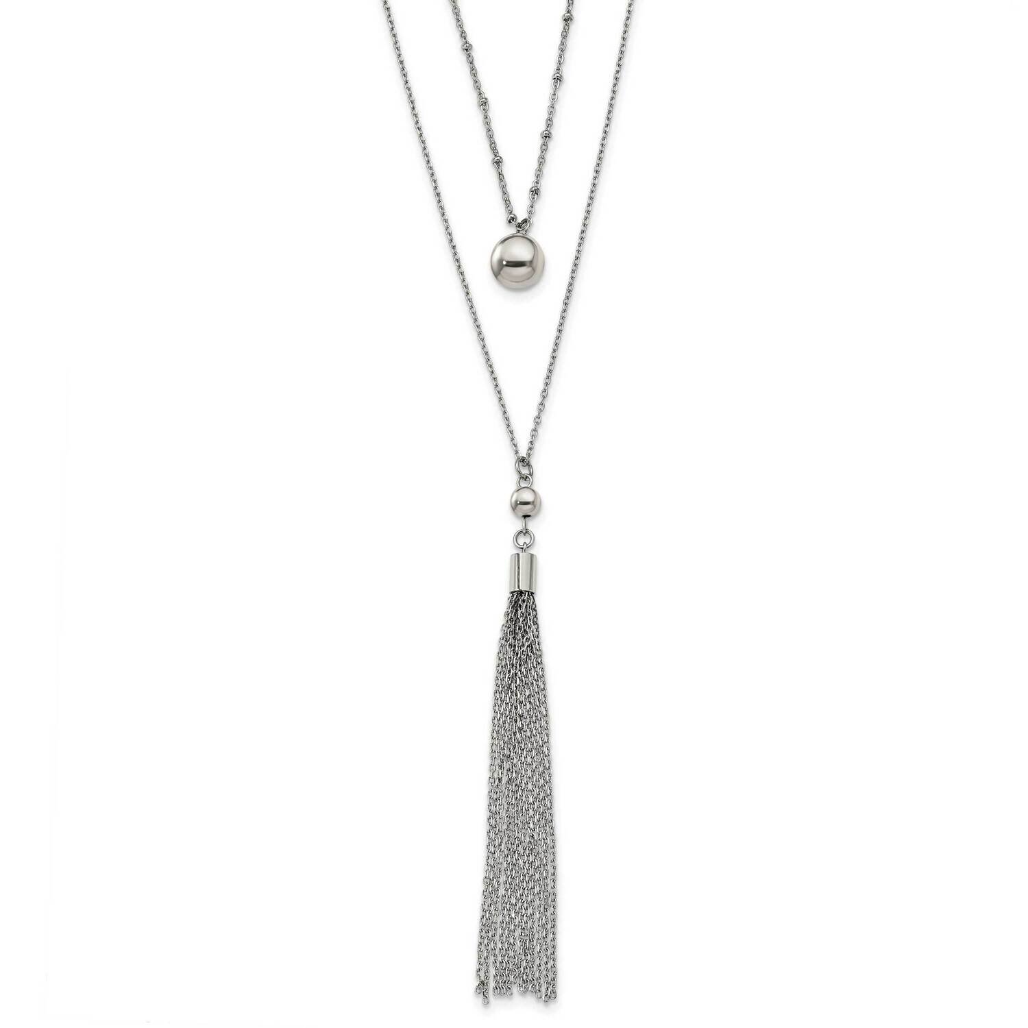 2 Strand 24 Inch with 2 Inch Extender Necklace Stainless Steel Polished SRN3001-24 by Chisel, MPN: …