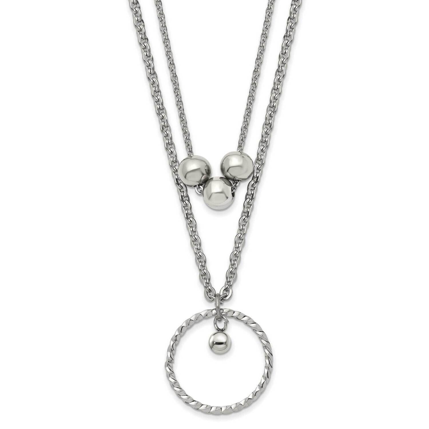 2 Strand 16.5 Inch with 1.75 Inch Extender Necklace Stainless Steel Polished SRN3002-16.5