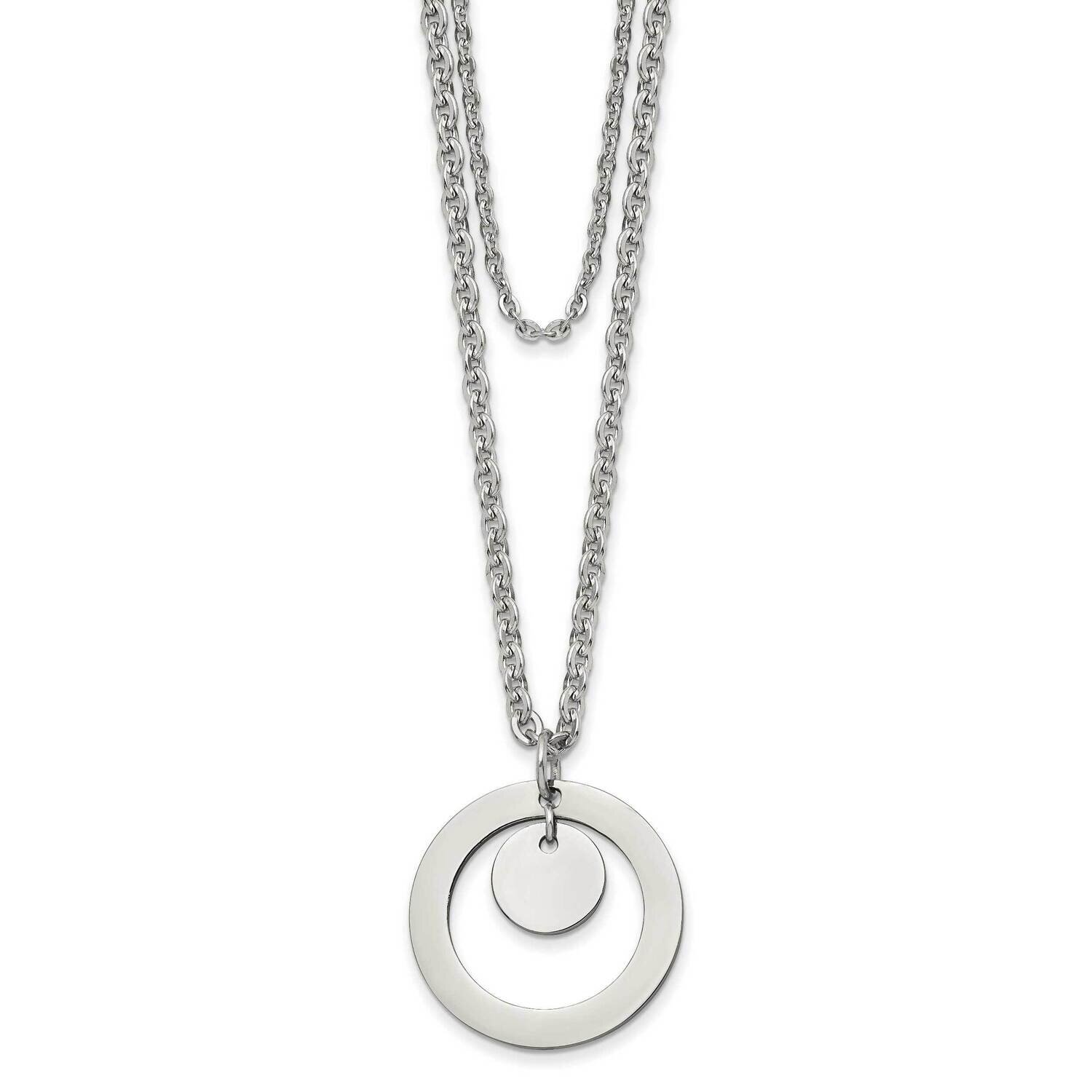 2 Strand Circle and Disc 16.5 Inch with 2 Inch Extender Necklace Stainless Steel Polished SRN3003-1…