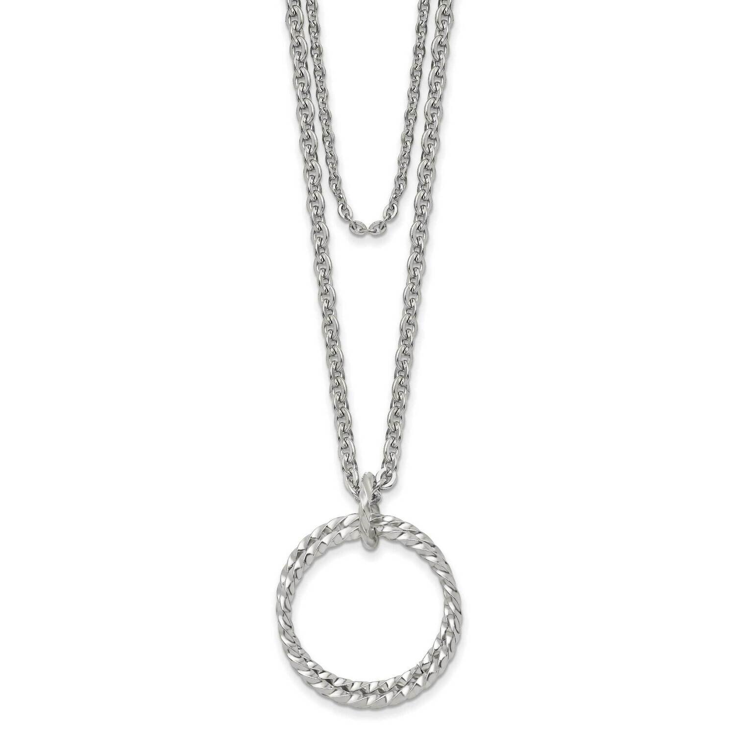 2 Strand Twisted Circles 18.5 Inch Necklace Stainless Steel Polished SRN3004-18.5 by Chisel, MPN: S…