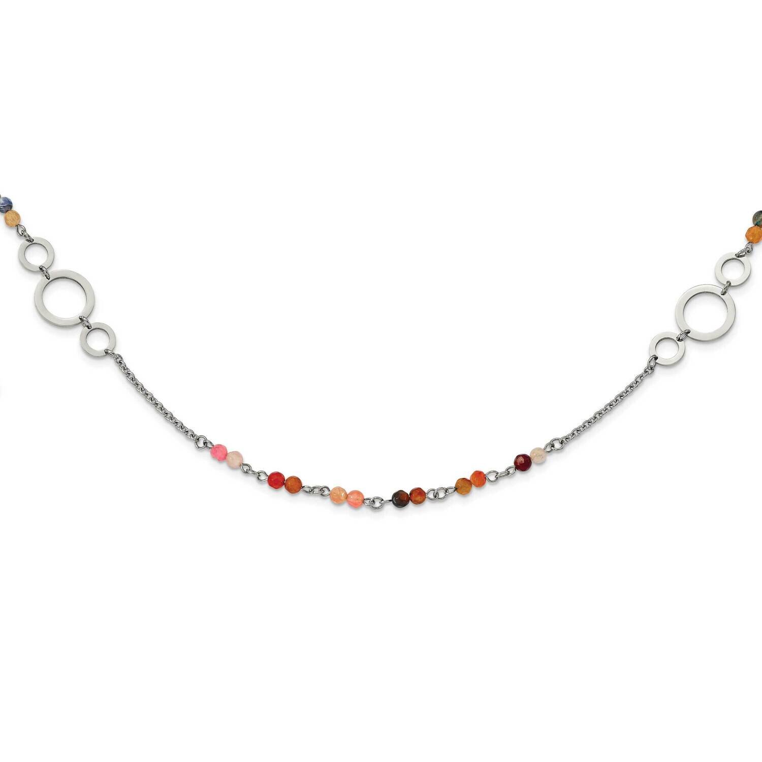 Multi-Colored Agate 35.5 Inch Necklace Stainless Steel Polished SRN3020-35.5 by Chisel, MPN: SRN302…