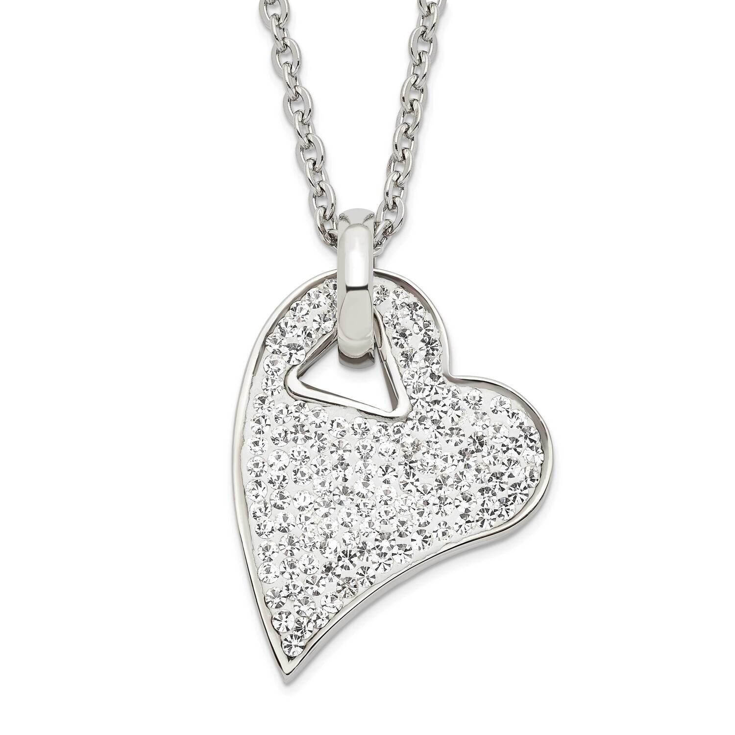 Clear Crystal Heart Pendant Necklace Stainless Steel SRN788-20