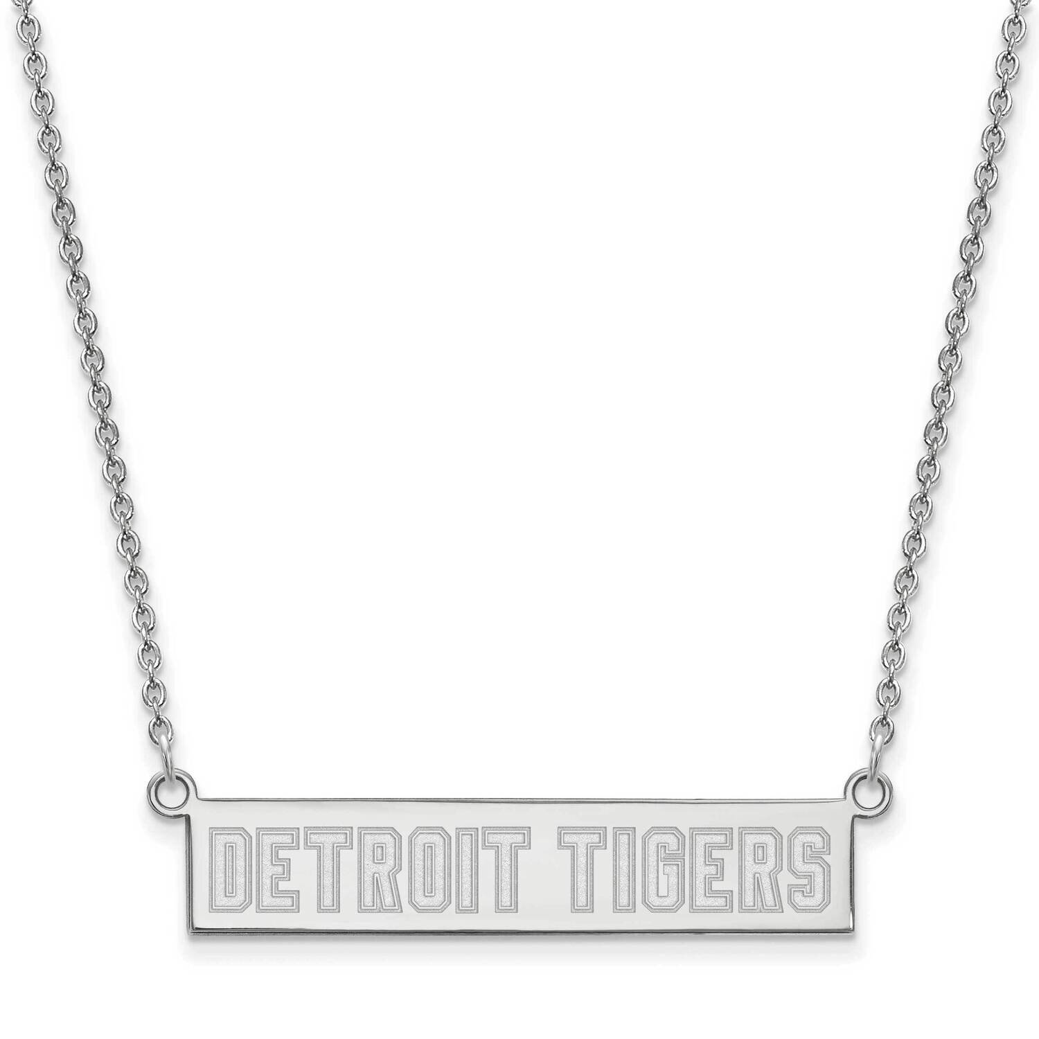 Sterling Rhodium-Plated MLB Detroit Tigers Small Bar Necklace SS063TIG-18