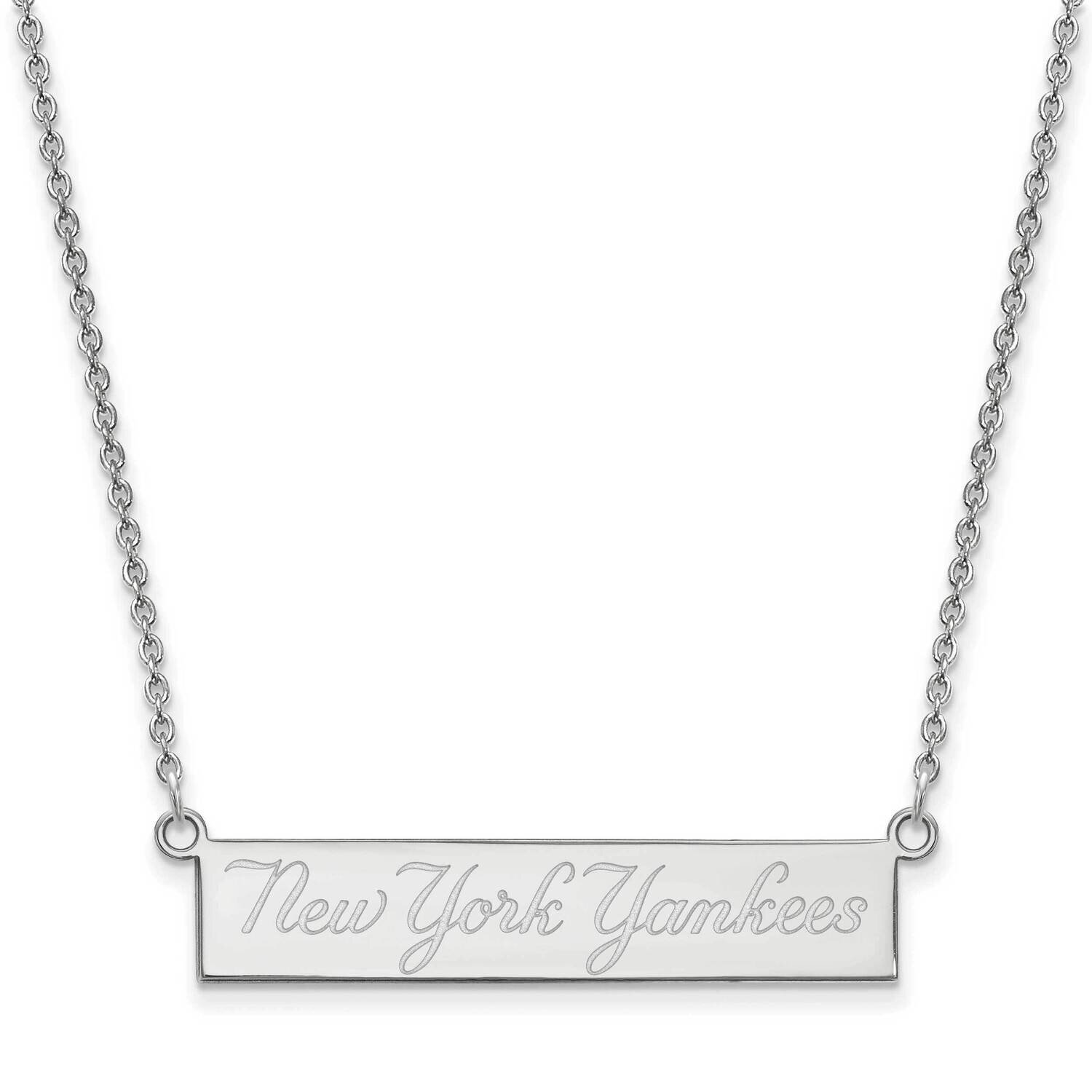MLB New York Yankees Small Bar Necklace Sterling Silver Rhodium-plated SS064YAN-18, MPN: SS064YAN-1…