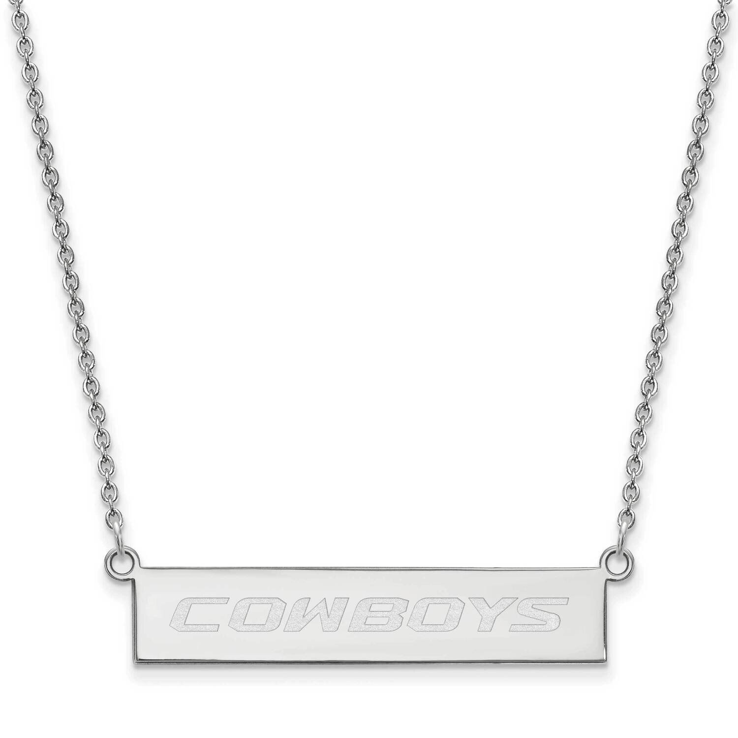 Oklahoma State University Small Bar Necklace Sterling Silver Rhodium-plated SS069OKS-18, MPN: SS069…