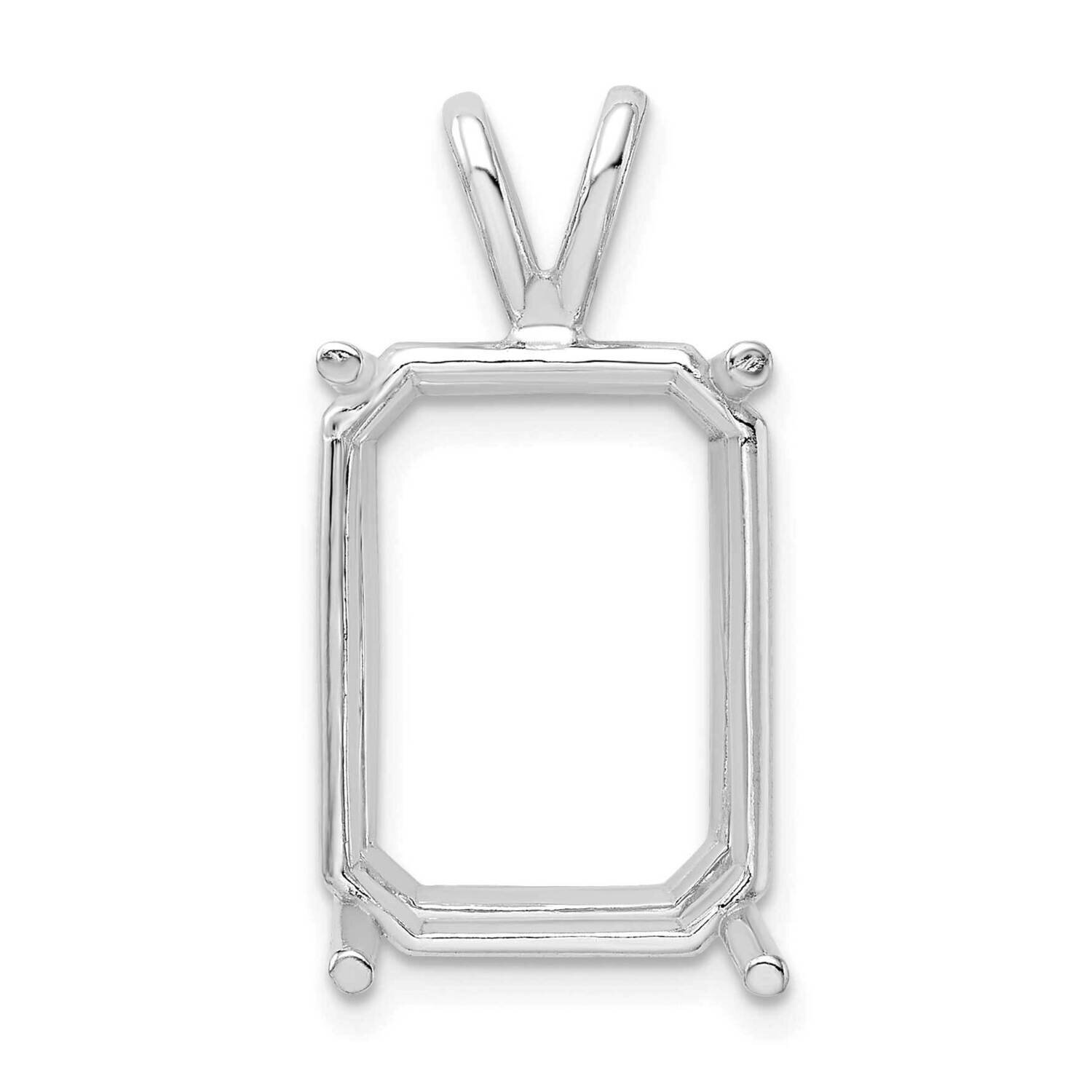 Emerald 4-Prong Cast For Larger Sizes 18 X 13mm Pendant Setting 14k White Gold WG975-2, MPN: WG975-…