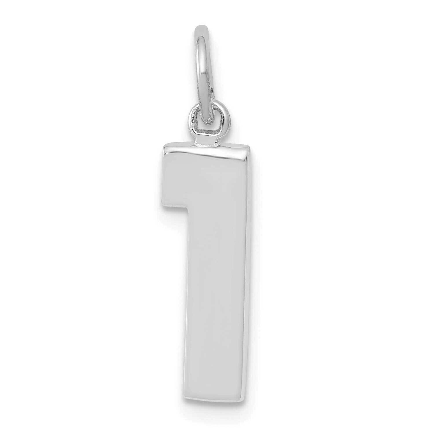 Casted Medium Polished Number 1 Charm 14k White Gold WMP01, MPN: WMP01, 196904070635
