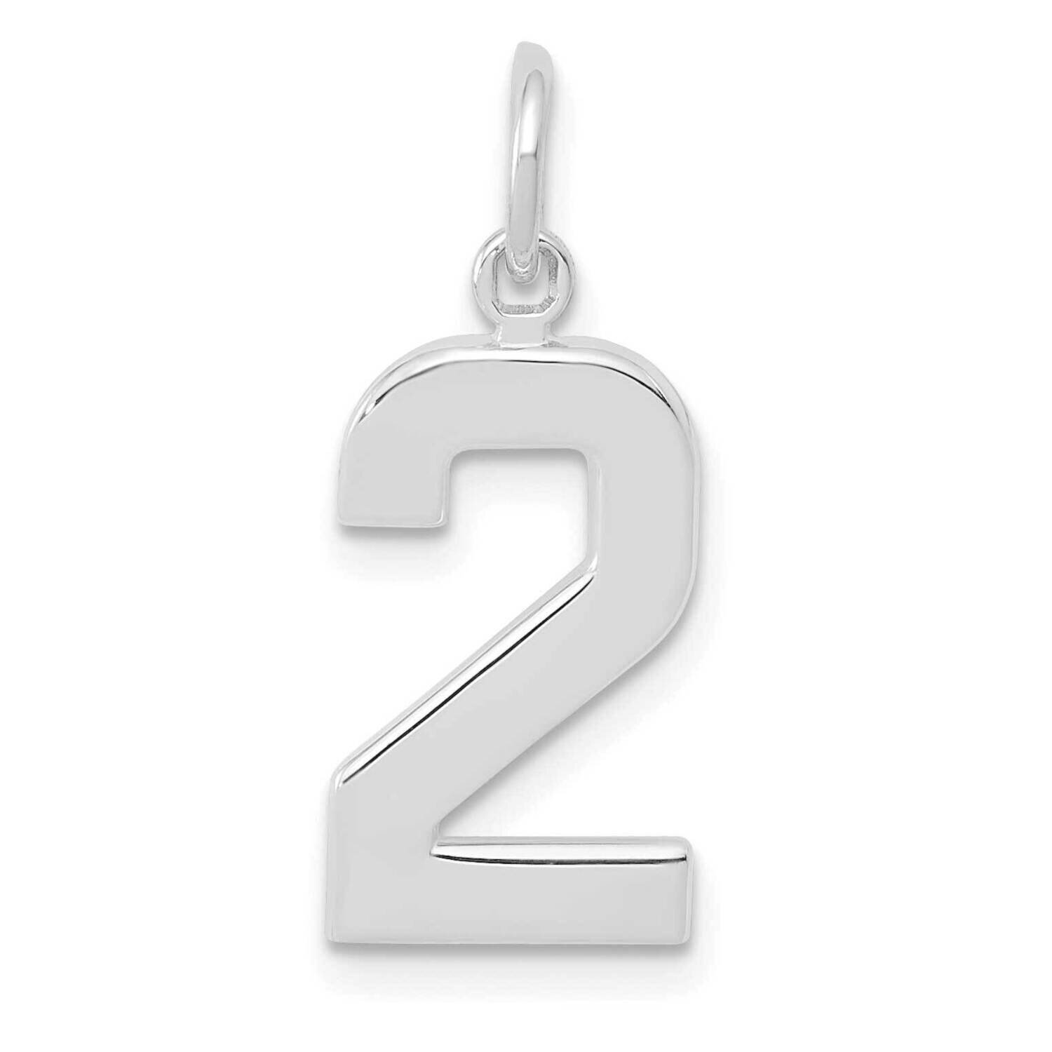 Casted Medium Polished Number 2 Charm 14k White Gold WMP02, MPN: WMP02, 196904072905
