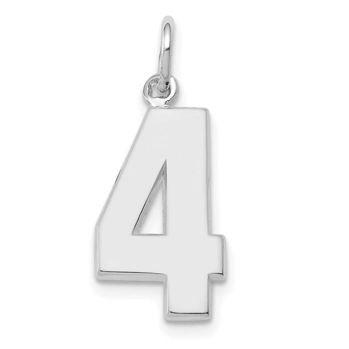 Casted Medium Polished Number 4 Charm 14k White Gold WMP04, MPN: WMP04, 196904072660