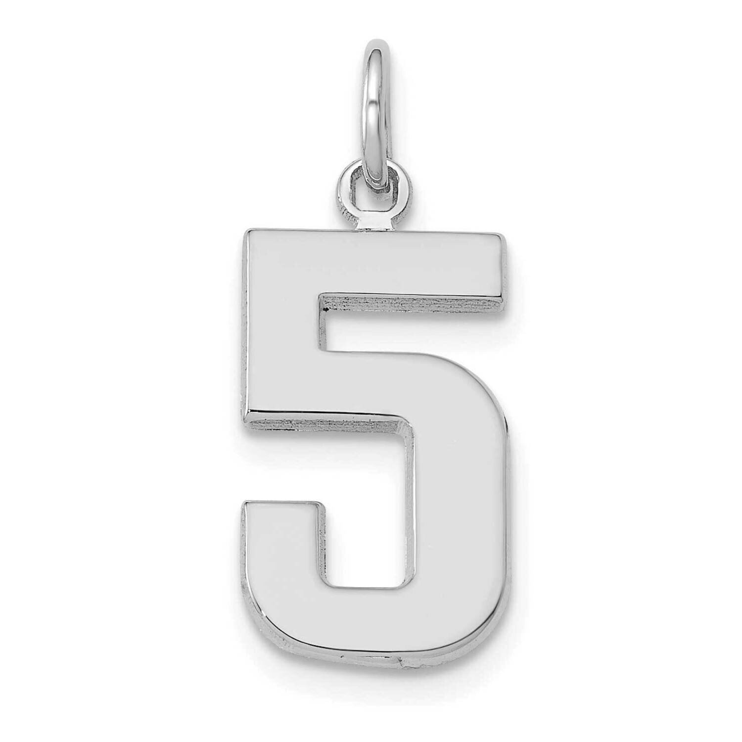 Casted Medium Polished Number 5 Charm 14k White Gold WMP05, MPN: WMP05, 196904071878