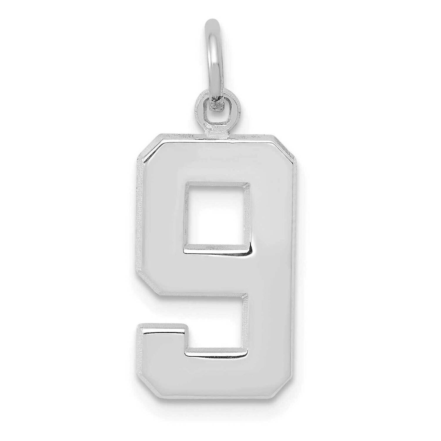 Casted Medium Polished Number 9 Charm 14k White Gold WMP09, MPN: WMP09, 196904069608
