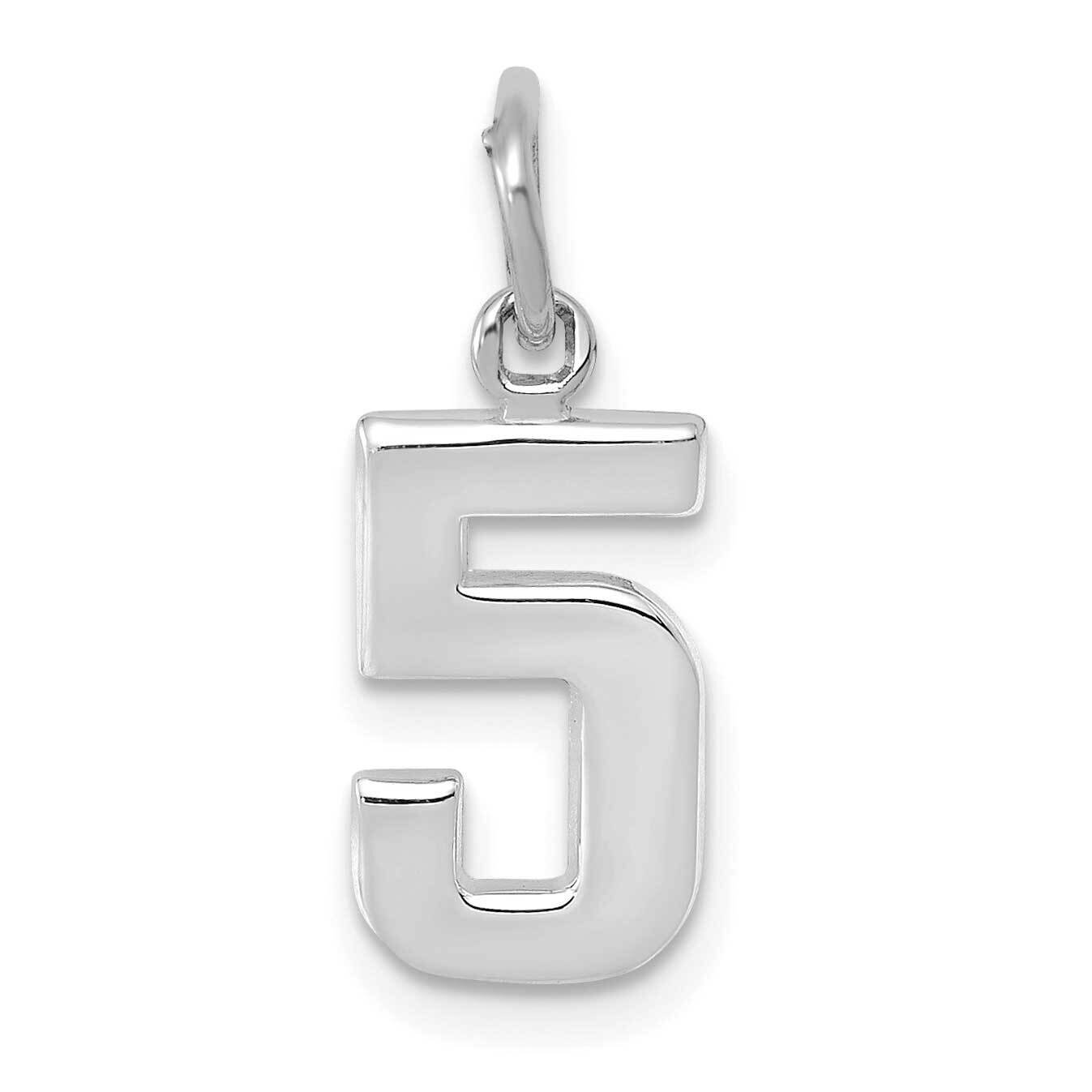 Casted Small Polished Number 5 Charm 14k White Gold WSP05, MPN: WSP05, 196904072646