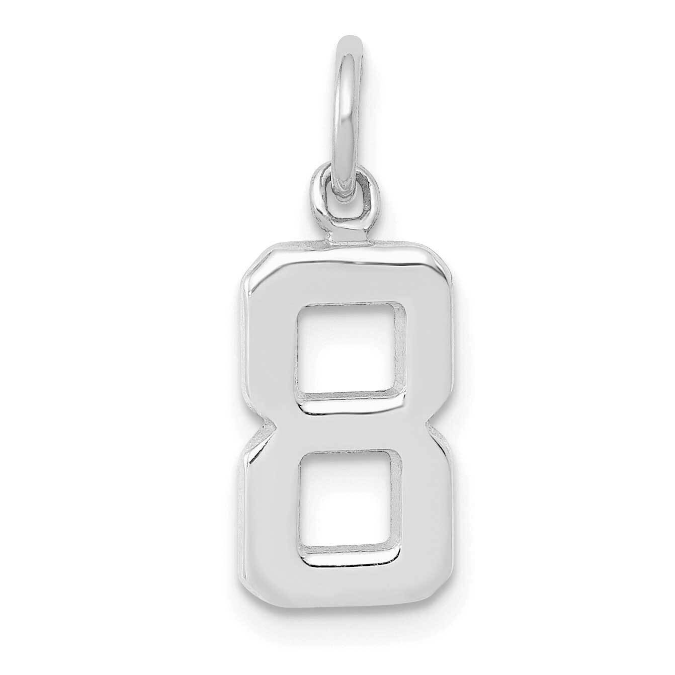 Casted Small Polished Number 8 Charm 14k White Gold WSP08
