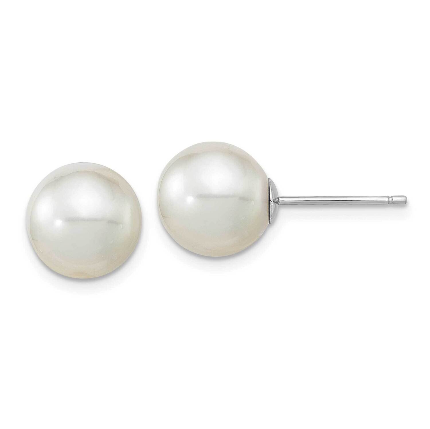 10-11mm Round White Saltwater South Sea Pearl Earrings 14k White Gold XF469WE, MPN: XF469WE, 191101…