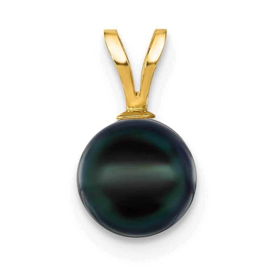 7-8mm Black Saltwater Akoya Cultured Pearl Pendant 14k Gold XF488B, MPN: XF488B,
