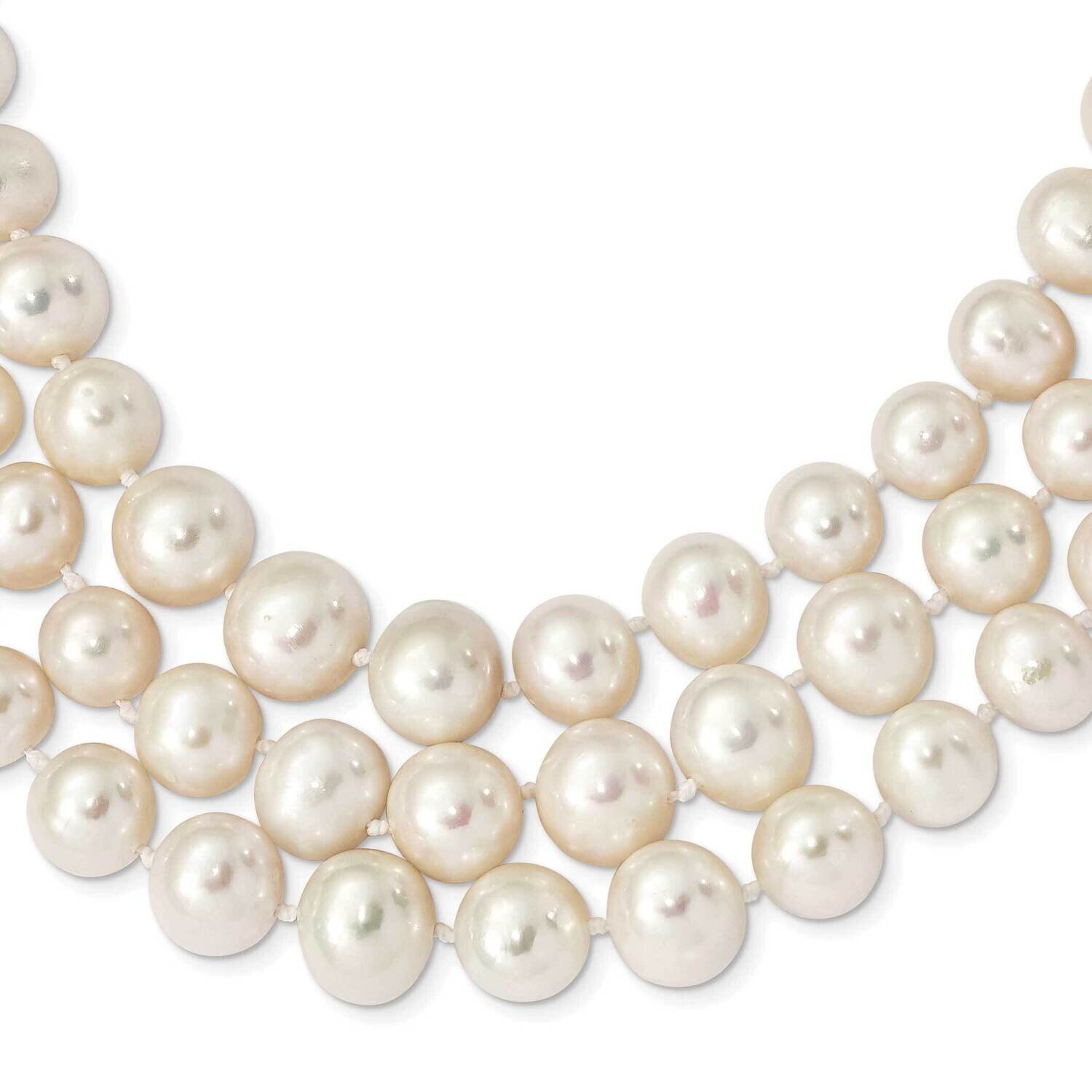 5-9mm Semi-Round White Cultured Freshwater Pearl Multi-Strand Necklace 14k Gold XF765-19, MPN: XF76…