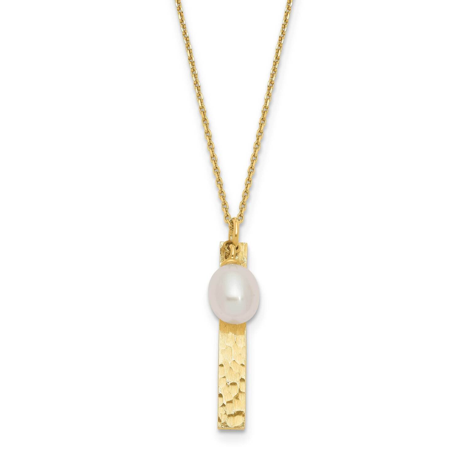 6-7mm Rice White Cultured Freshwater Pearl Brushed Necklace 14k Gold XF771-17, MPN: XF771-17, 88395…